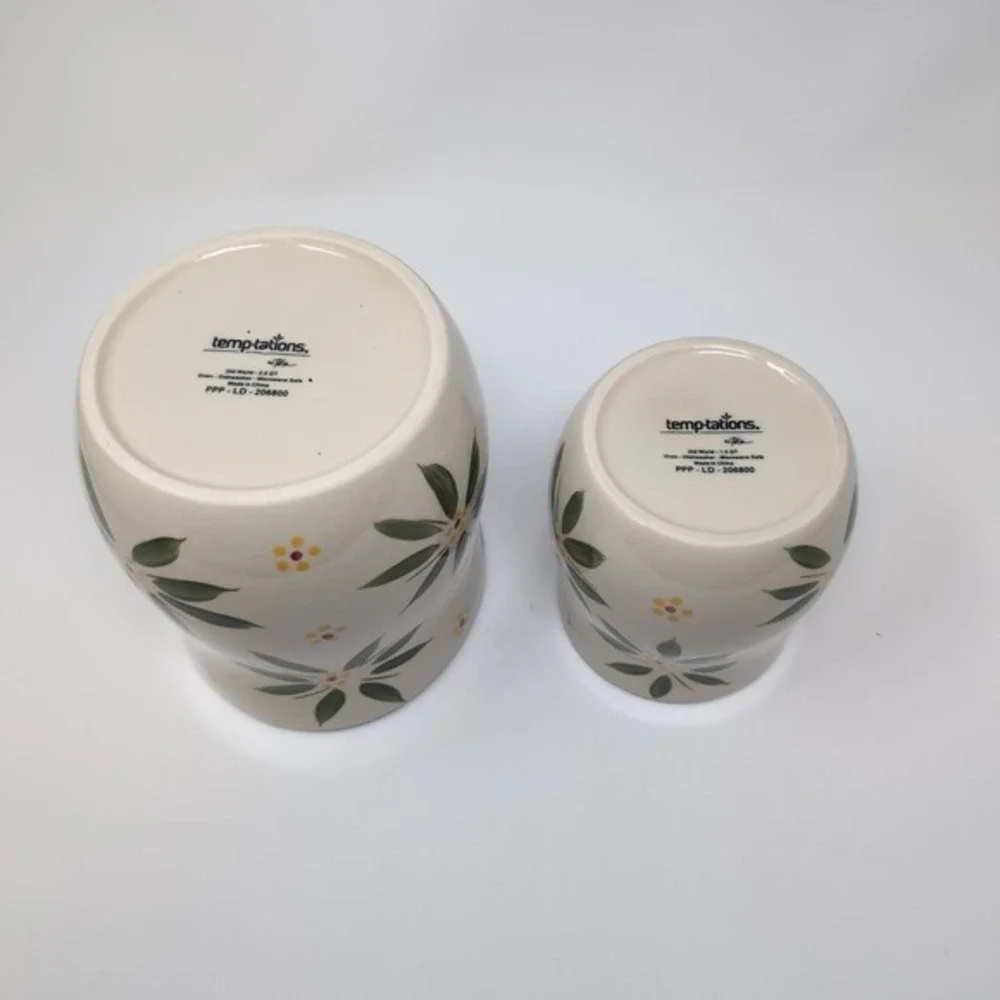 Temp-tations‎ Old World Ceramic Crocks Set 2qt 1qt Green Floral PPP-LD-206800